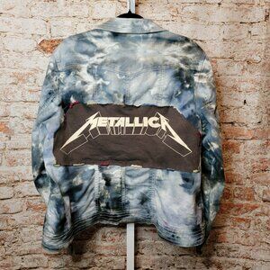 Upcycled Metallica Tie-dyed Band Tee Denim Jean Jacket, size XL